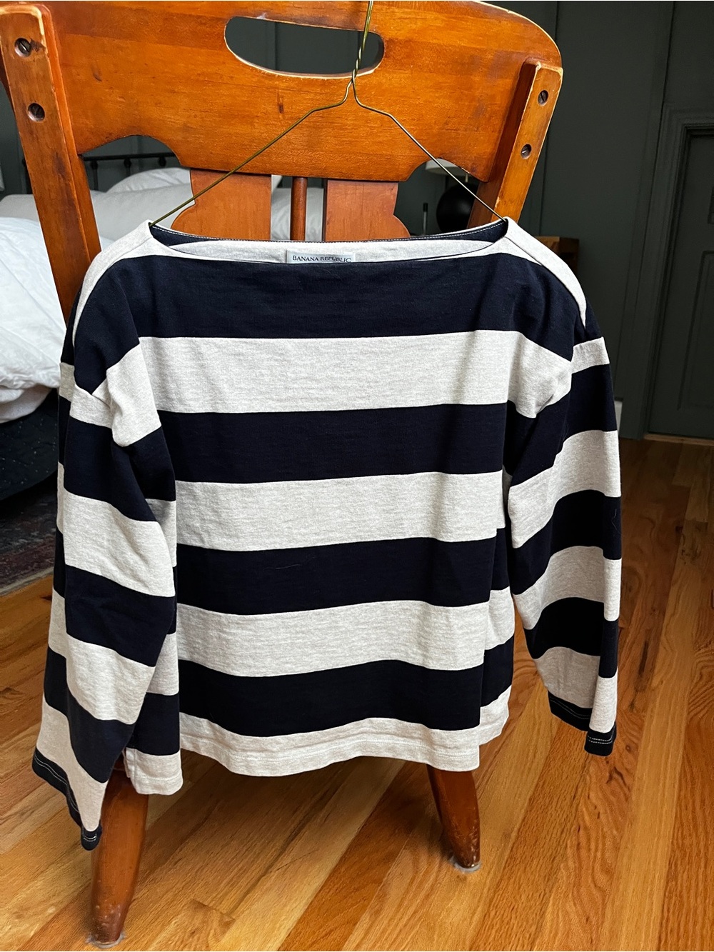 Banana Republic Striped Boatneck Top - Navy & Cream